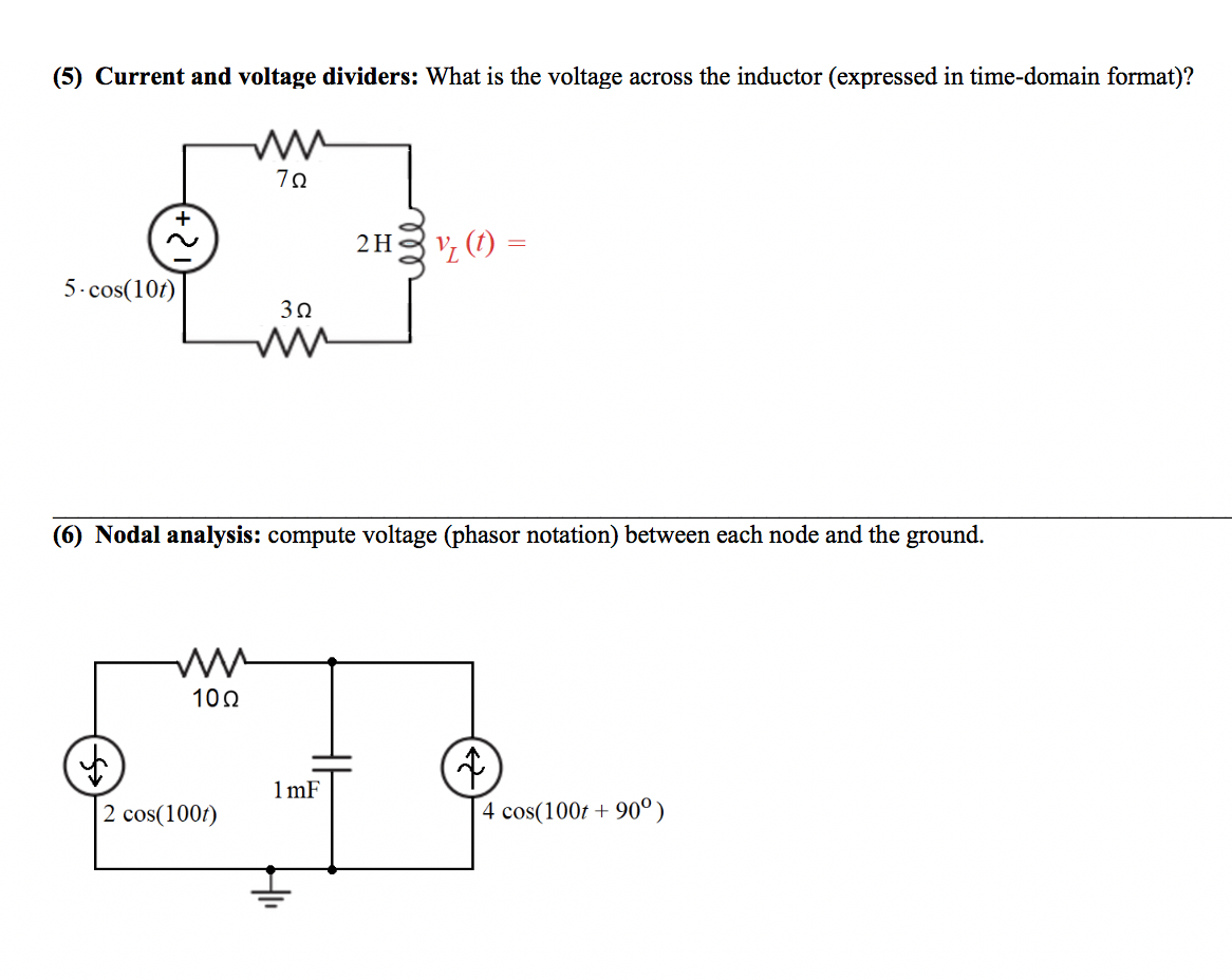 Solved (5) Current and voltage dividers: What is the voltage | Chegg.com