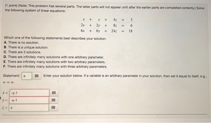 Point To One Problem Solved (1 point) (Note: This problem has several parts. The | Chegg.com