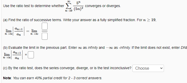 Solved Use the ratio test to determine whether 5n (5n)² | Chegg.com