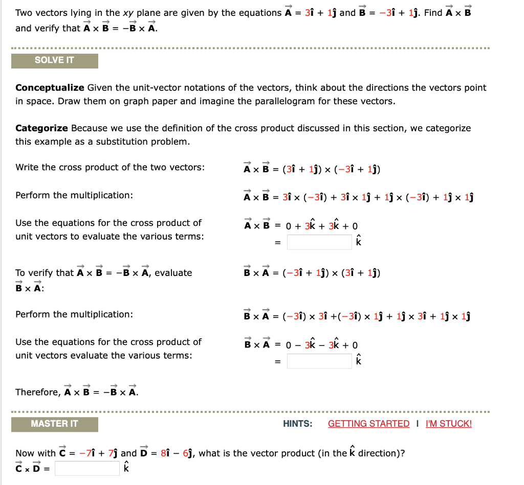 Solved Two vectors lying in the xy plane are given by the | Chegg.com