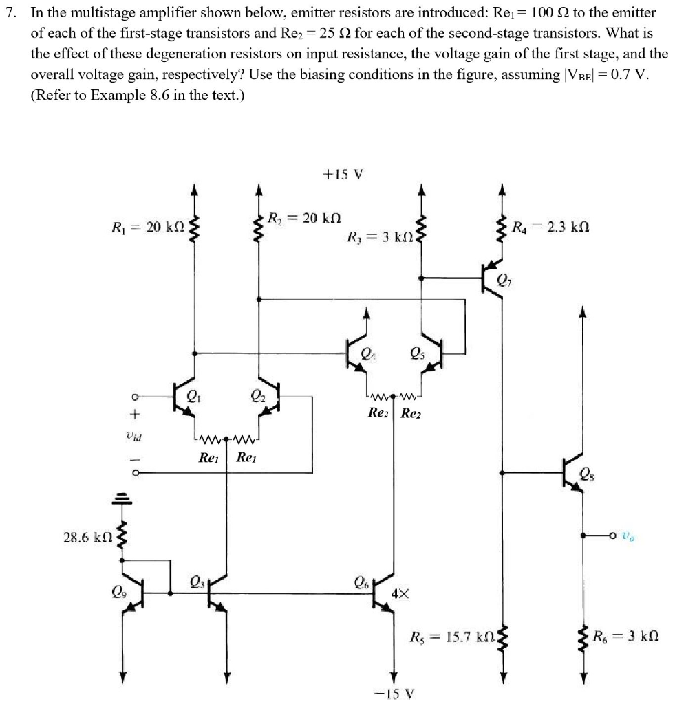 Solved 7. In the multistage amplifier shown below, emitter | Chegg.com