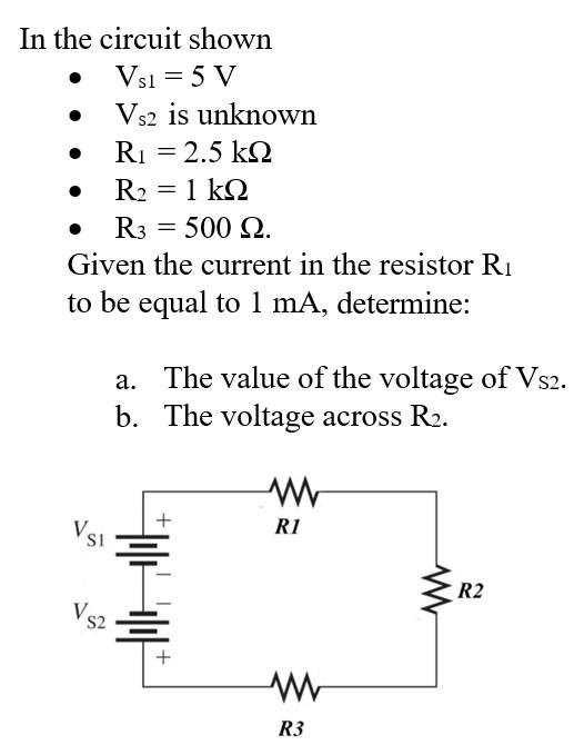 Solved In the circuit shown - Vs1=5 V - Vs2 is unknov - | Chegg.com