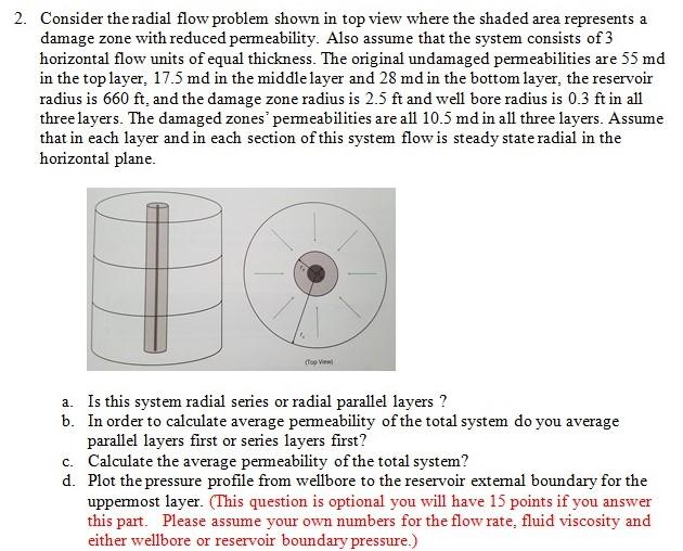 Solved 2. Consider the radial flow problem shown in top view | Chegg.com
