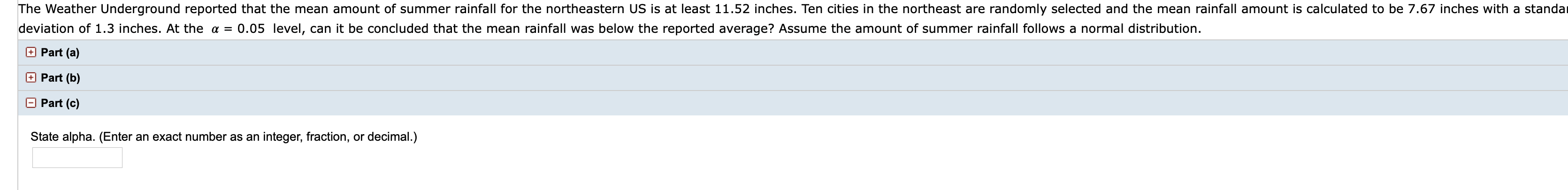 Solved The Weather Underground Reported That The Mean Amo Chegg Com