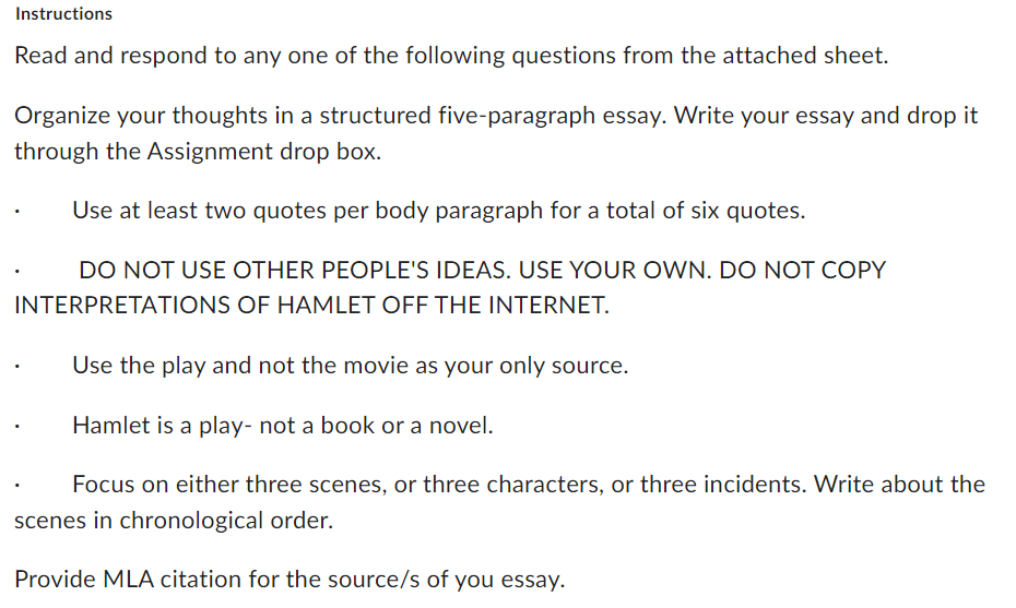 submit the prep work for your essay on hamlet below