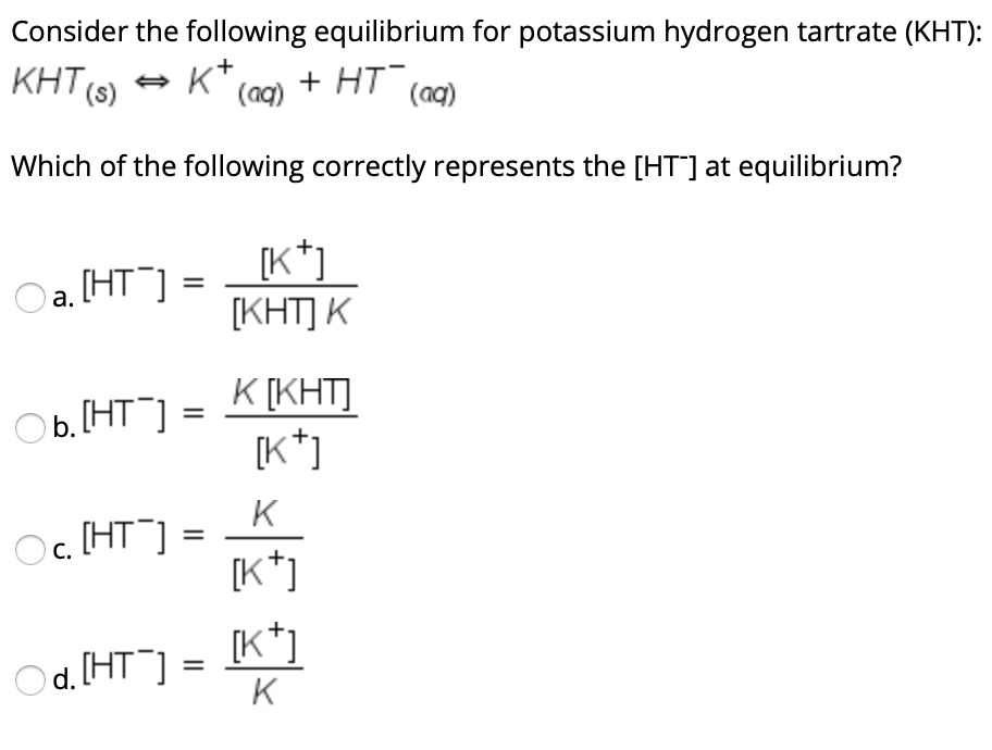 Solved Consider The Following Equilibrium For Potassium H Chegg Com