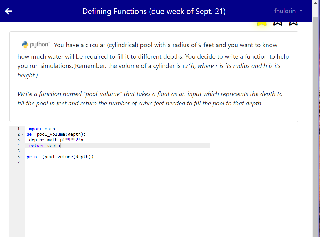Solved Defining Functions (due week of Sept. 21) fnulorin | Chegg.com
