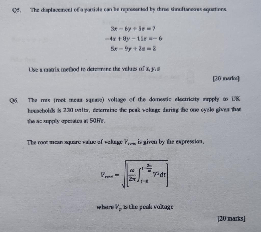 Solved 5 the displacement of a particle can be represented chegg