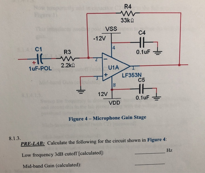 Solved R4 33k! VSS C4 -12V C1 4 R3 2.2kΩ 1uF-POL LF353N C5 | Chegg.com