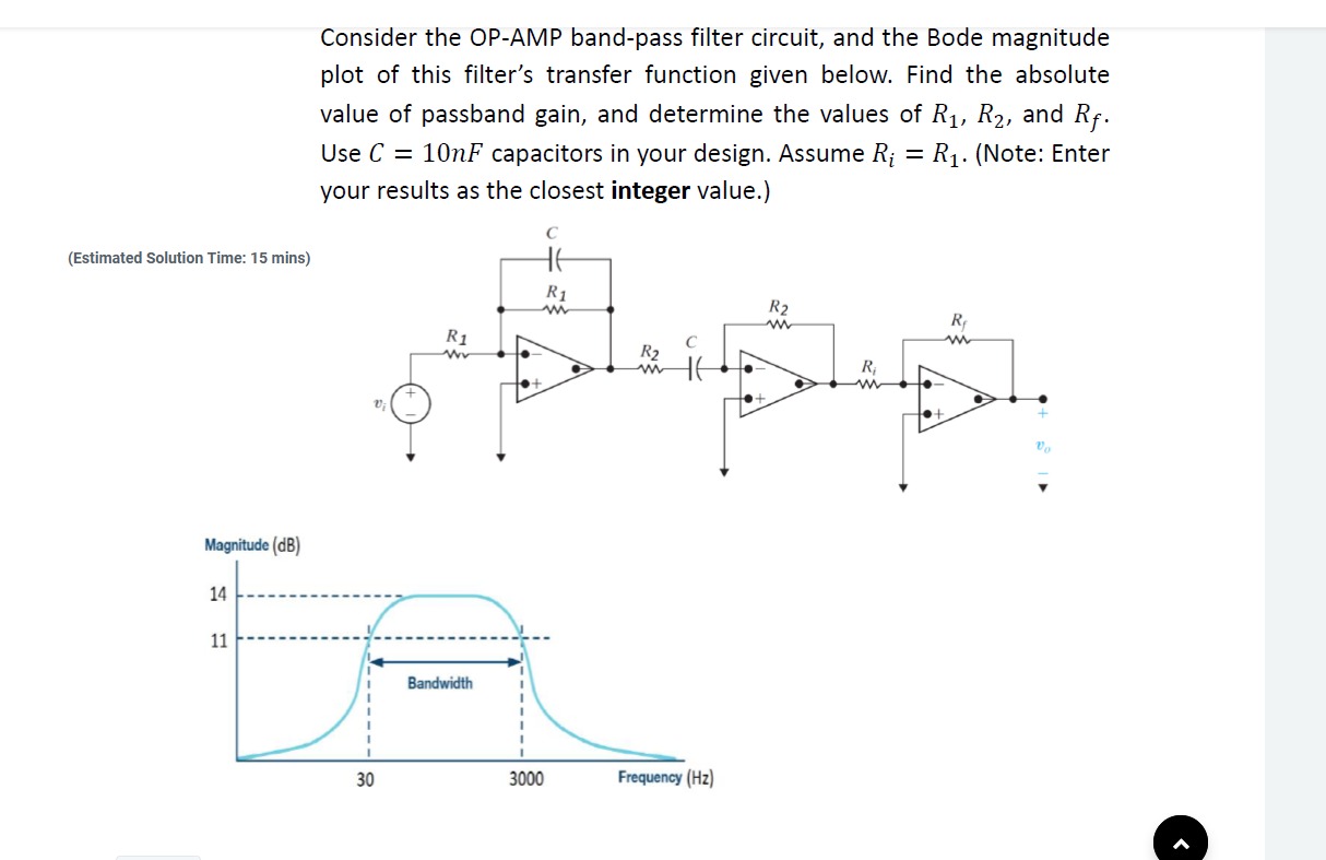 Solved Consider the OPAMP bandpass filter circuit, and the