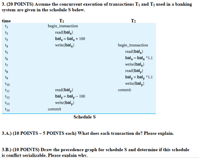 Solved 3. (20 POINTS) Assume the concurrent execution of | Chegg.com