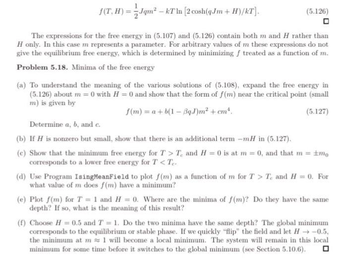 Solved (5.126) The expressions for the free energy in | Chegg.com