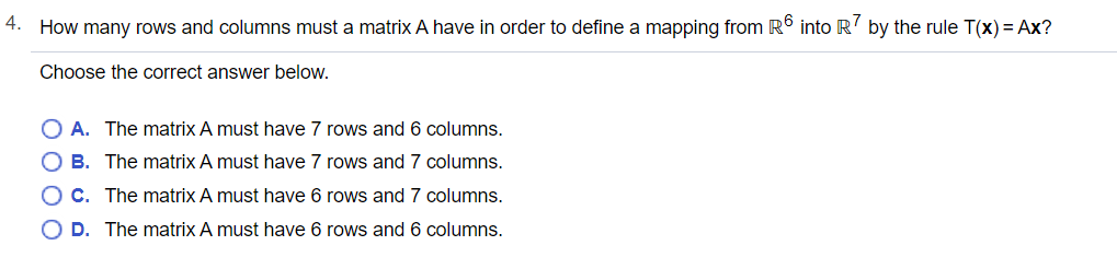 Solved 4 How Many Rows And Columns Must A Matrix A Have In 7109