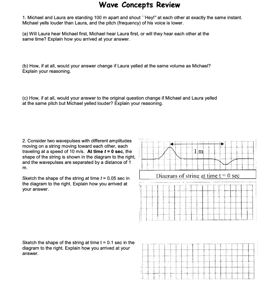 Solved Wave Concepts Review 1. Michael and Laura are