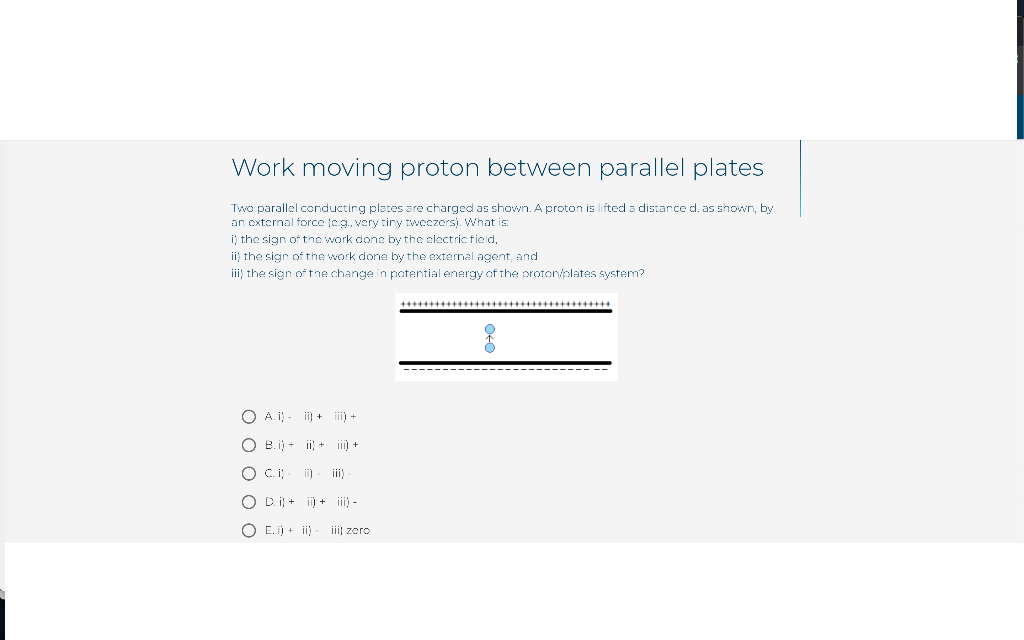 Solved Work moving proton between parallel plates Two | Chegg.com