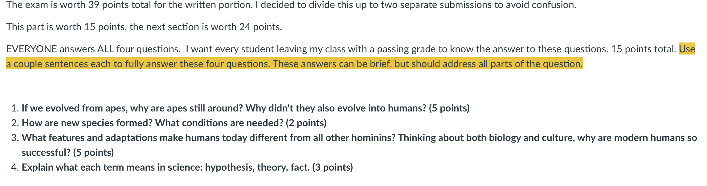 The exam is worth 39 points total for the written | Chegg.com