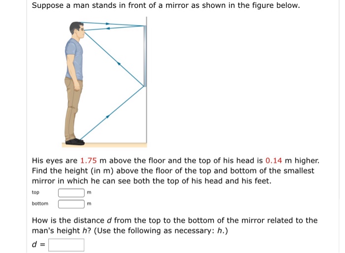 Solved Suppose a man stands in front of a mirror as shown in
