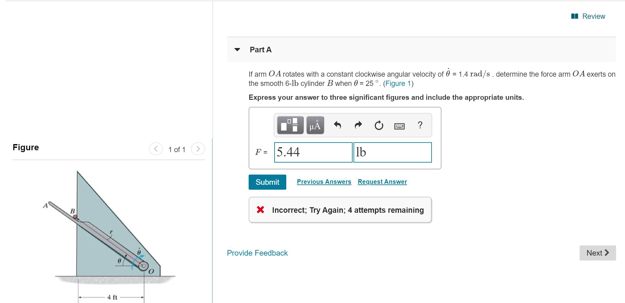 Solved If Arm OA Rotates With A Constant Clockwise | Chegg.com