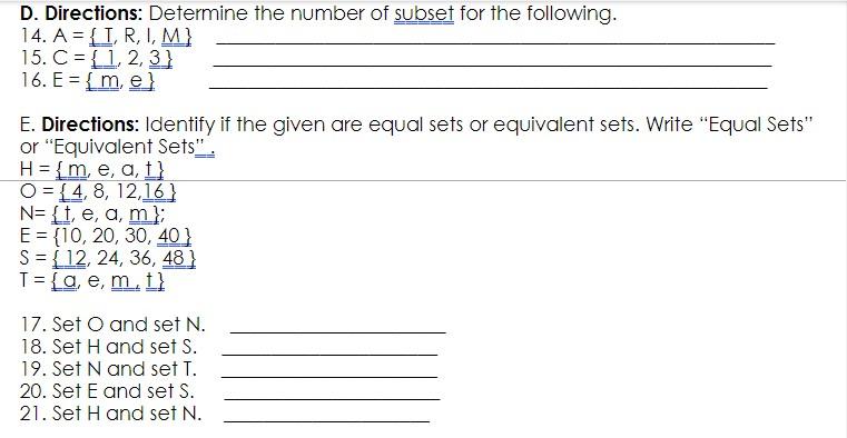 Solved D. Directions Determine the number of subset for the Chegg