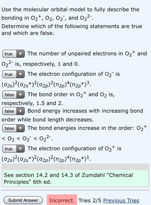 Solved Use the molecular orbital model to fully describe the