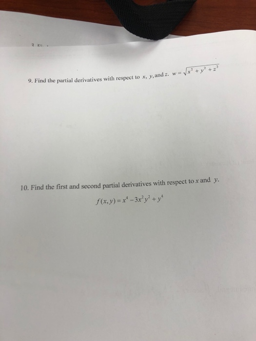 Solved 9. Find the partial derivatives with respect to x, | Chegg.com