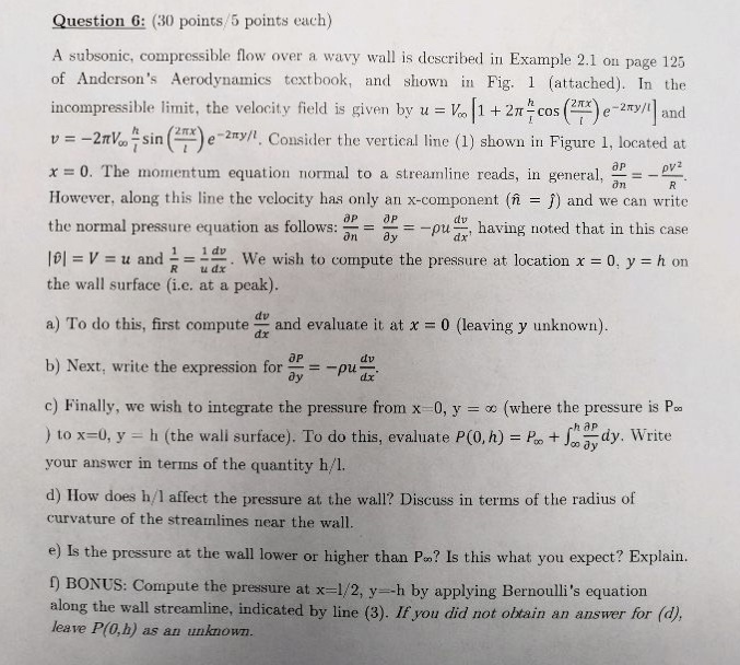 Solved Question 6: (30 points 5 points each) A subsonic, | Chegg.com
