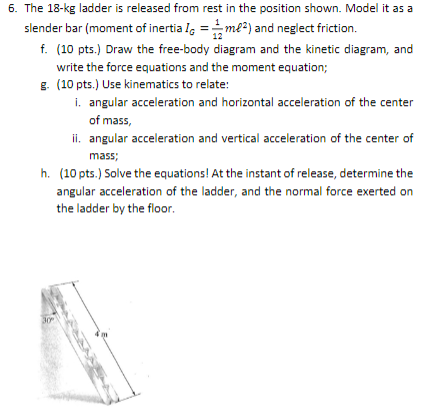 Solved The 18−kg ladder is released from rest in the | Chegg.com