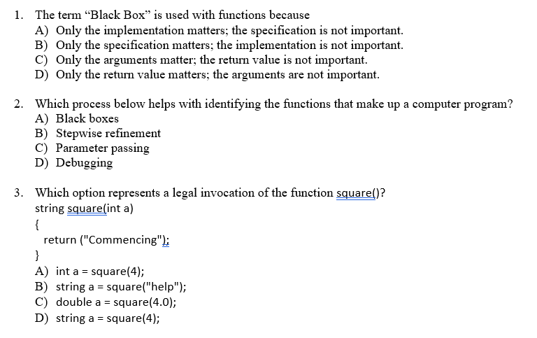 Solved 1. The term “Black Box