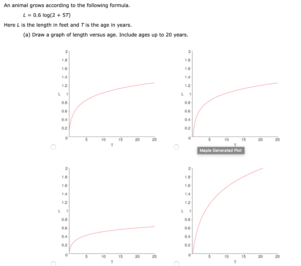 Solved An animal grows according to the following formula. L | Chegg.com