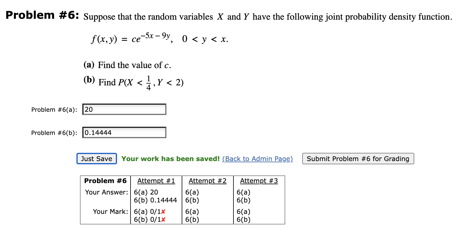 Solved Roblem \#6: Suppose That The Random Variables X And Y | Chegg.com