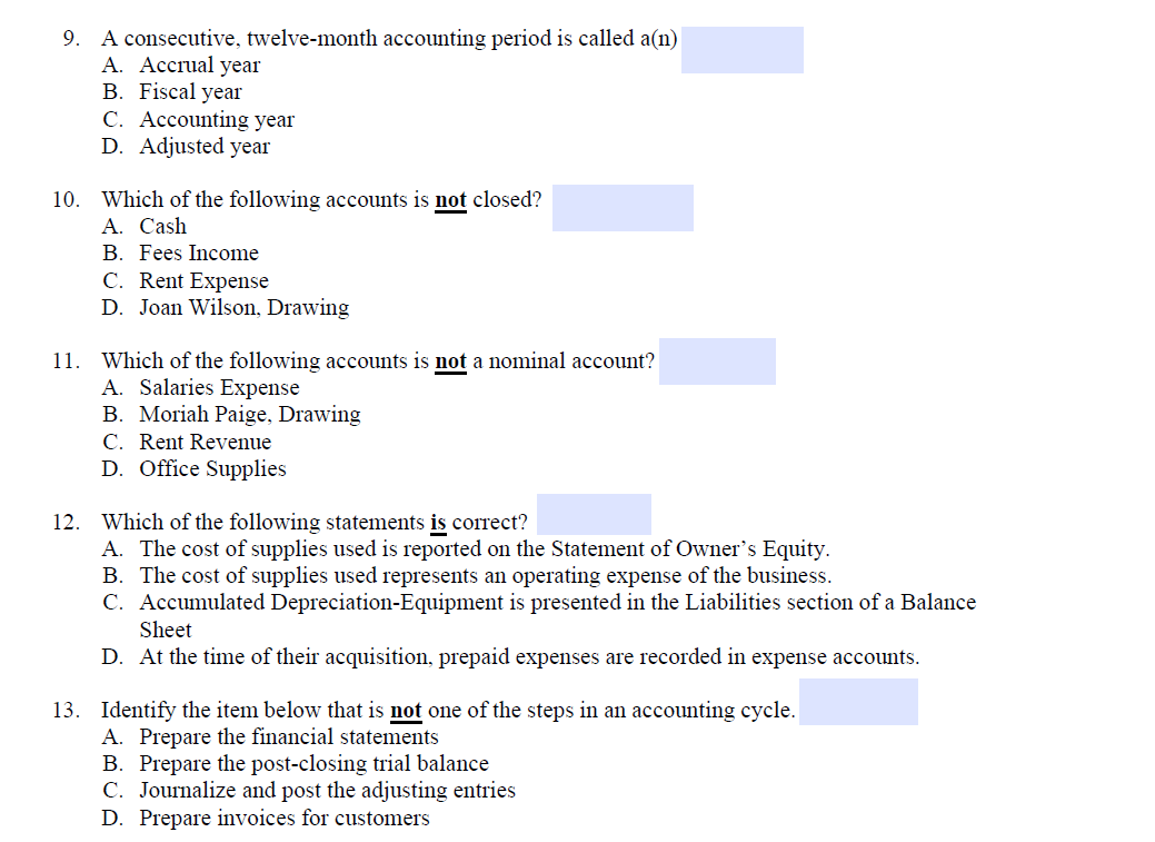 solved-9-a-consecutive-twelve-month-accounting-period-is-chegg