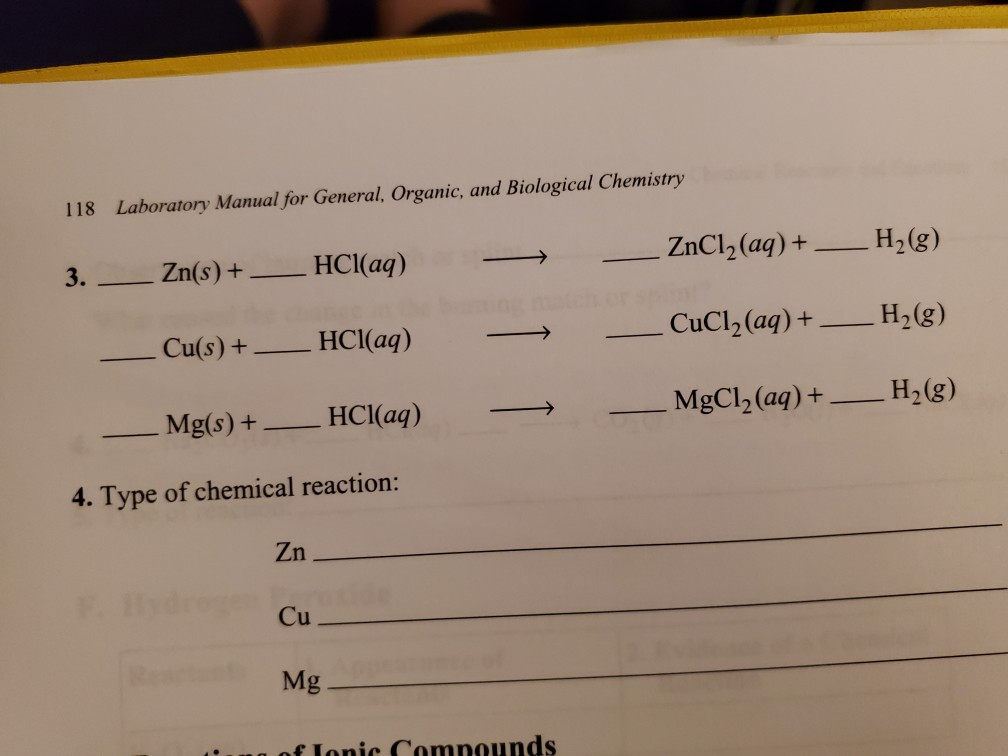 Solved C. Reactions of Metals and HCI Metal 1. Appearance of | Chegg.com