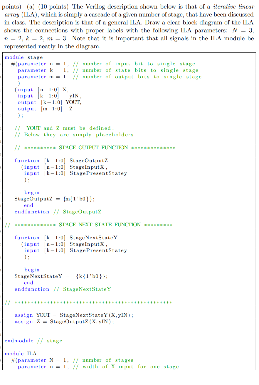 points) (a) (10 points) The Verilog description shown | Chegg.com