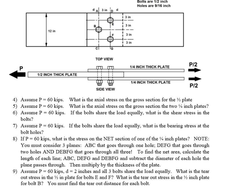 Solved Bolts Are 1 2 Inch Holes Are 9 16 Inch 3 In D D A Chegg Com