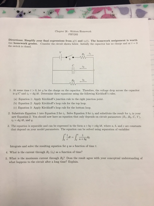 Solved Chapter 26 Written Homework PHY202 Directions: | Chegg.com