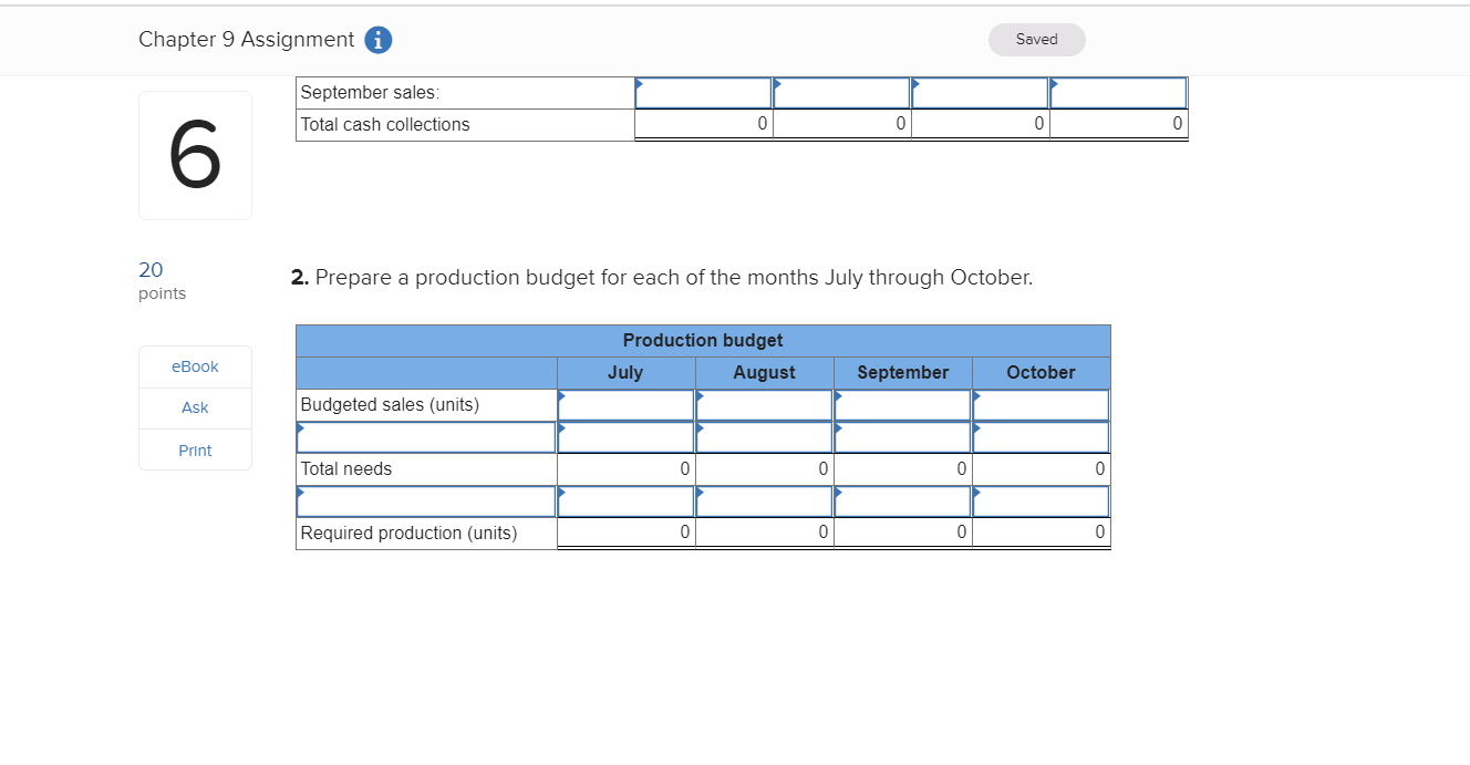 Solved Chapter 9 Assignment A Saved Help sa Problem 9-19 | Chegg.com