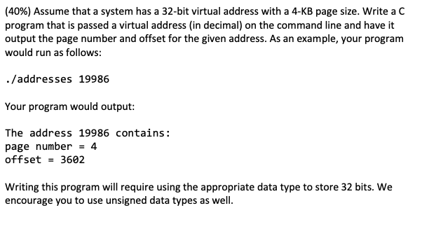 Solved (40%) Assume that a system has a 32-bit virtual | Chegg.com