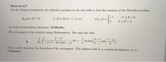 Solved Exercise 5.7 Use the Poisson formula for the | Chegg.com