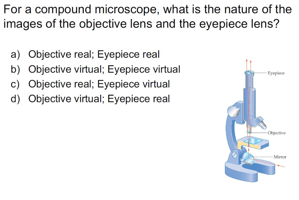Solved For a compound microscope, what is the nature of the | Chegg.com