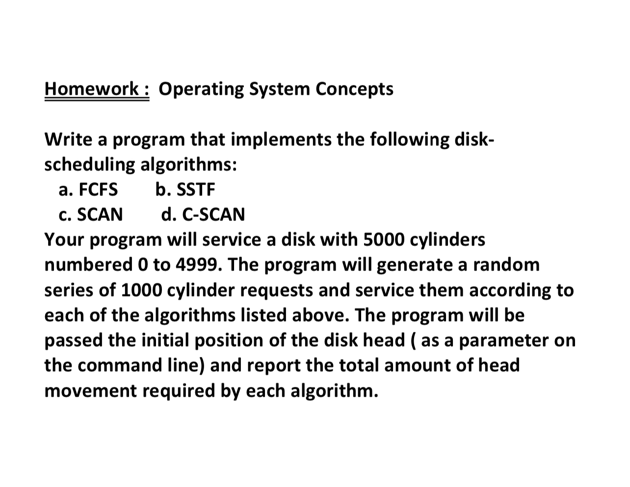 Solved Homework: Operating System Concepts Write a program | Chegg.com