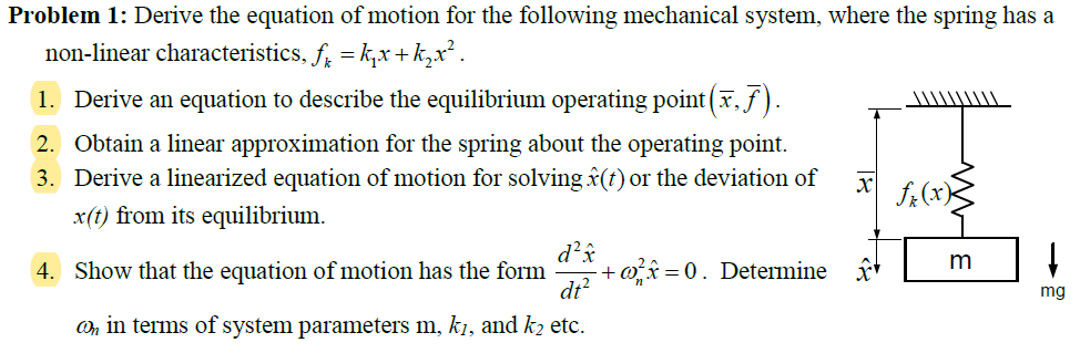 Solved = + 111111 Problem 1: Derive the equation of motion | Chegg.com