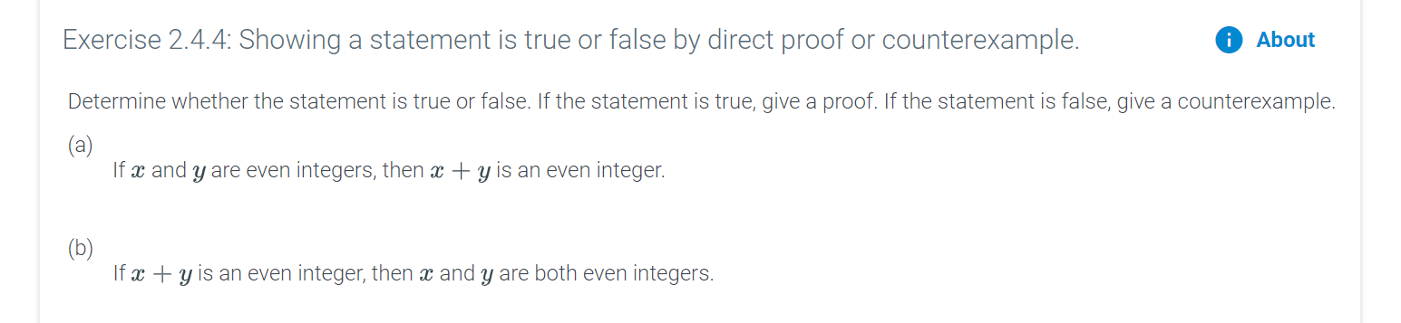 Solved Exercise 2.4.4: Showing A Statement Is True Or False | Chegg.com