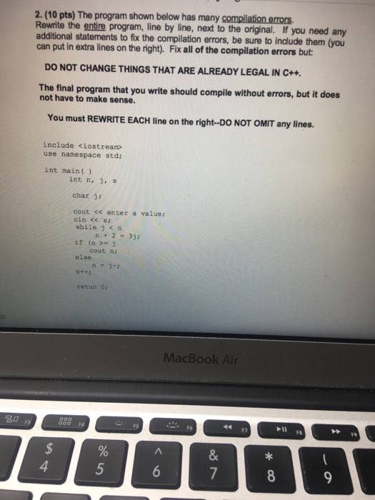 Solved The program shown below has many compilation errors. | Chegg.com