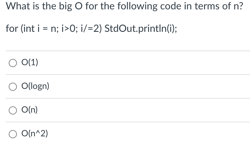 Solved What is the big O for the following code in terms of | Chegg.com