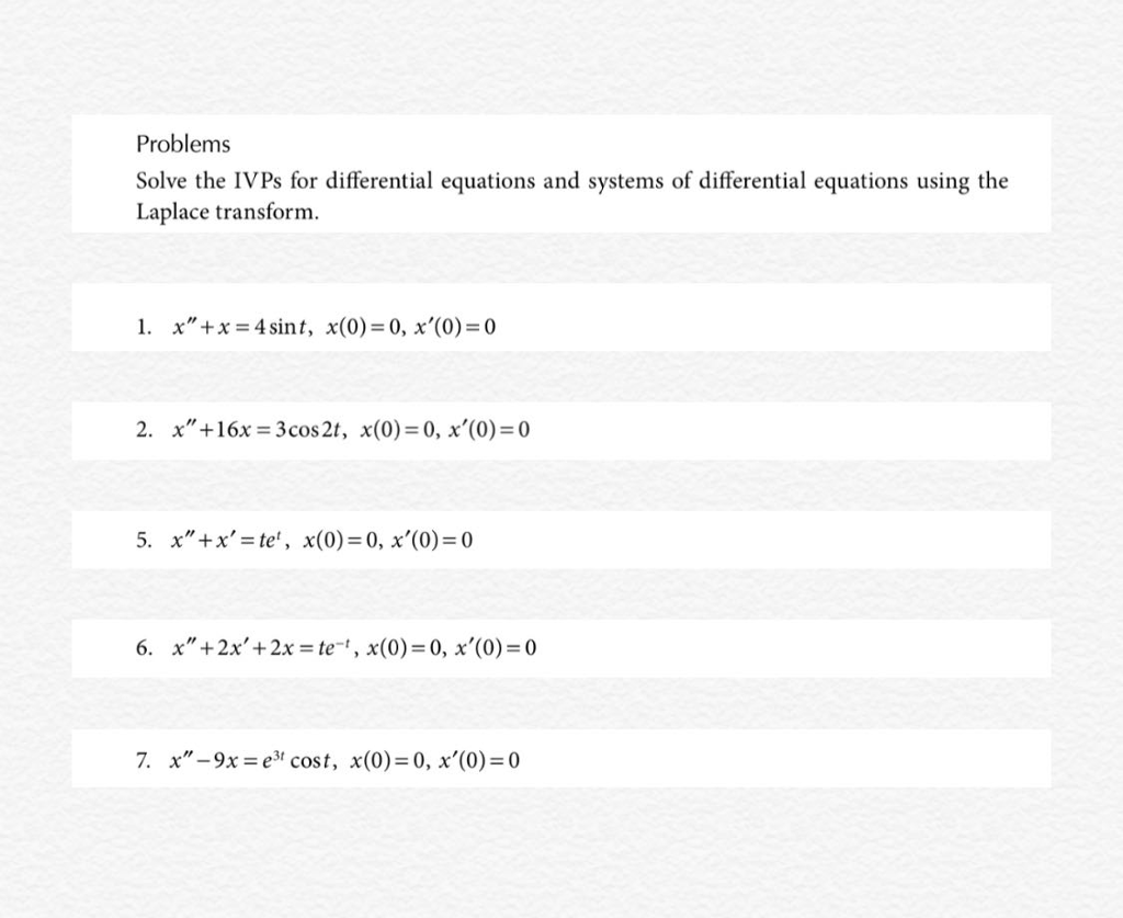 Solved Problems Solve the IVPs for differential equations | Chegg.com