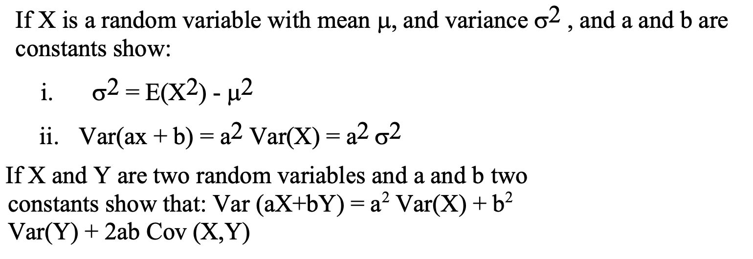 Solved If X is a random variable with mean u, and variance | Chegg.com