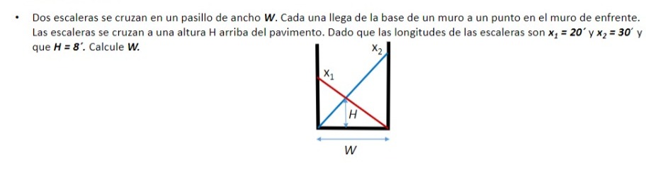 Solved Two staircases intersect in a corridor of width W. | Chegg.com