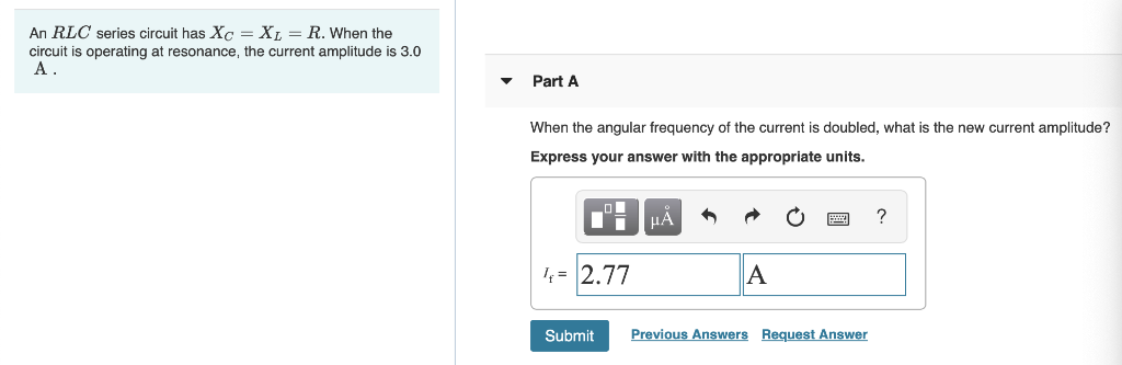 Solved An RLC series circuit has Xc = XL = R. When the | Chegg.com