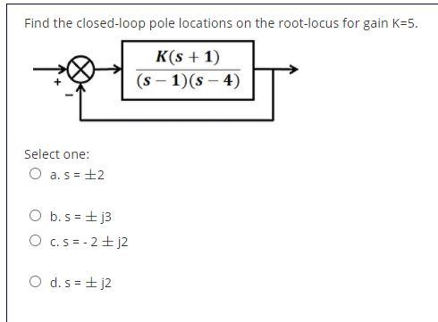 Solved Find the closed loop pole locations on the root locus