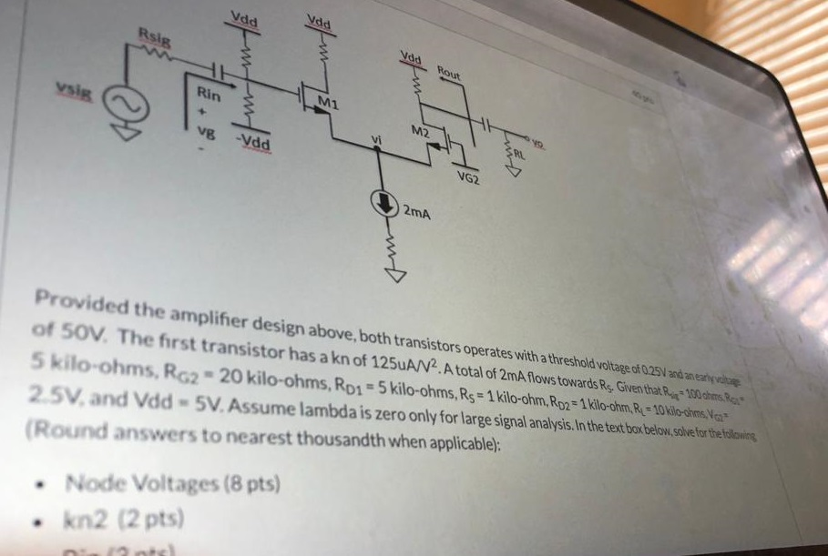 Solved Provided the amplifier design above, both transistors | Chegg.com